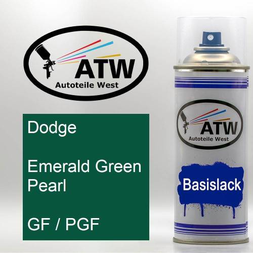 Dodge, Emerald Green Pearl, GF / PGF: 400ml Sprühdose, von ATW Autoteile West.